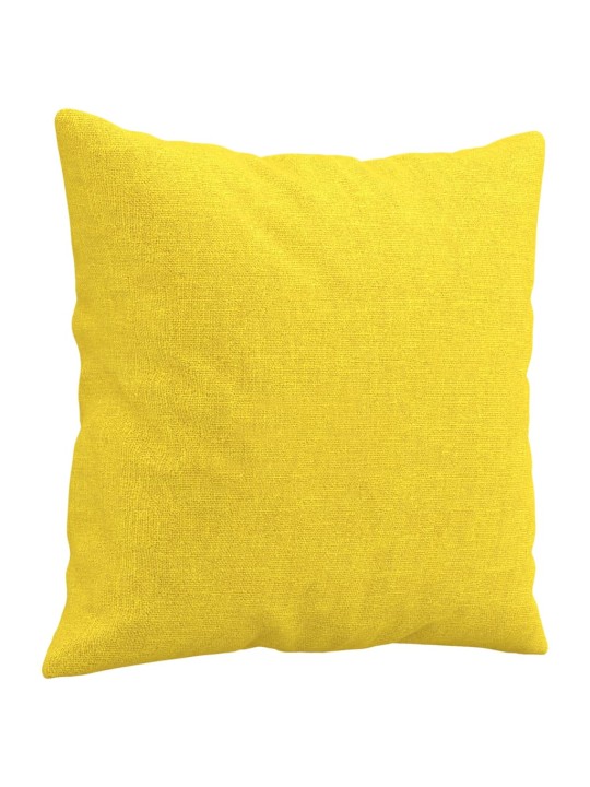 Trivietė sofa su pagalvėlėmis, šviesiai geltona, 180cm, audinys