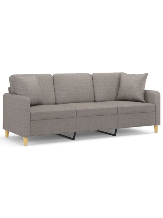 Trivietė sofa su pagalvėlėmis, taupe spalvos, 180cm, audinys