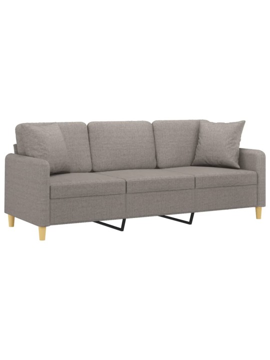 Trivietė sofa su pagalvėlėmis, taupe spalvos, 180cm, audinys