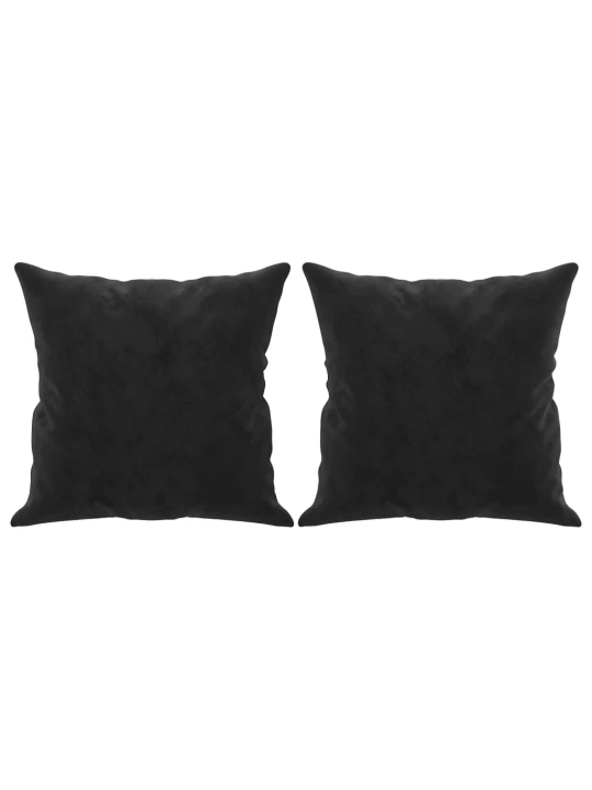 Dvivietė sofa su pagalvėlėmis, juodos spalvos, 140cm, aksomas