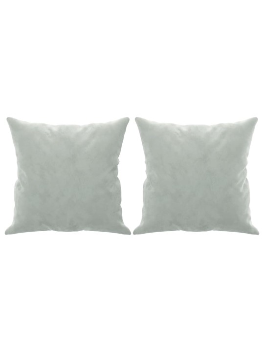 Trivietė sofa su pagalvėlėmis, šviesiai pilka, 180cm, aksomas