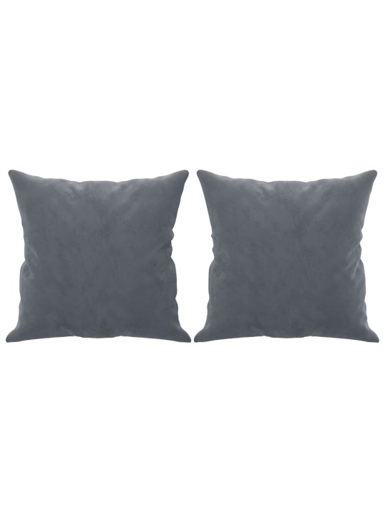 Trivietė sofa su pagalvėlėmis, tamsiai pilka, 180cm, aksomas