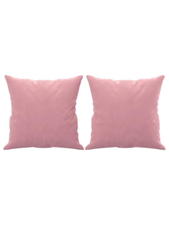 Trivietė sofa su pagalvėlėmis, rožinės spalvos, 180cm, aksomas