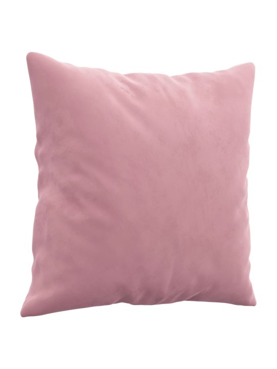Trivietė sofa su pagalvėlėmis, rožinės spalvos, 180cm, aksomas