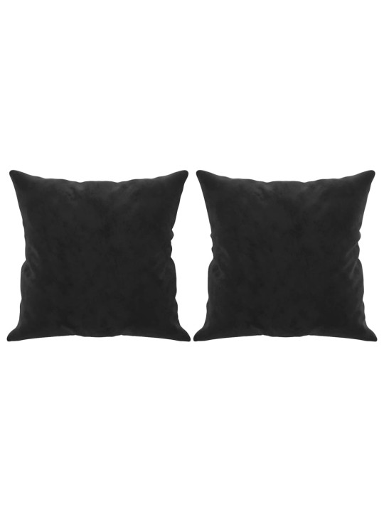 Trivietė sofa su pagalvėlėmis, juodos spalvos, 180cm, aksomas