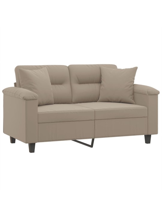 Dvivietė sofa su pagalvėmis, taupe, 120cm, mikropluošto audinys