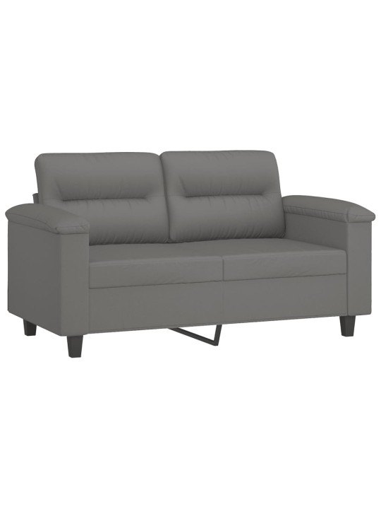 Dvivietė sofa su pagalvėmis, pilka, 120cm, mikropluošto audinys