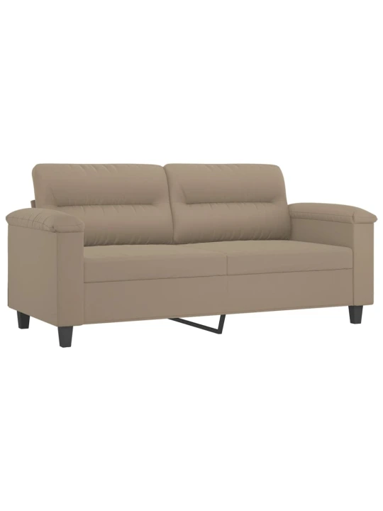 Dvivietė sofa su pagalvėmis, taupe, 140cm, mikropluošto audinys