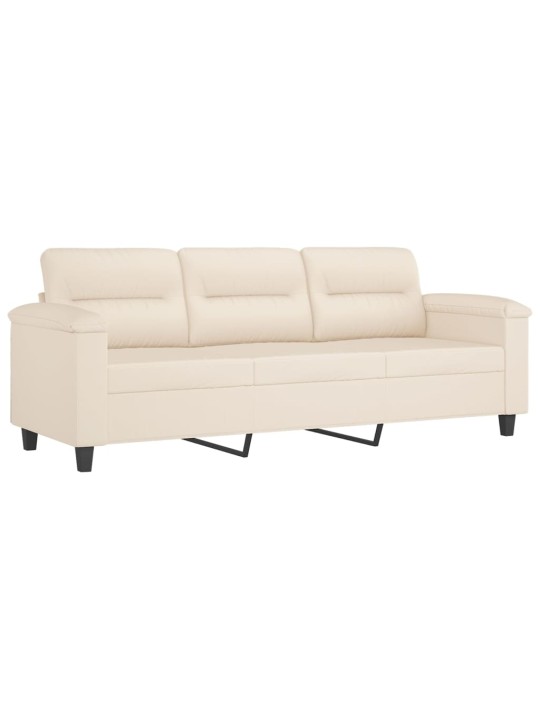 Trivietė sofa su pagalvėmis, smėlio, 180cm, audinys