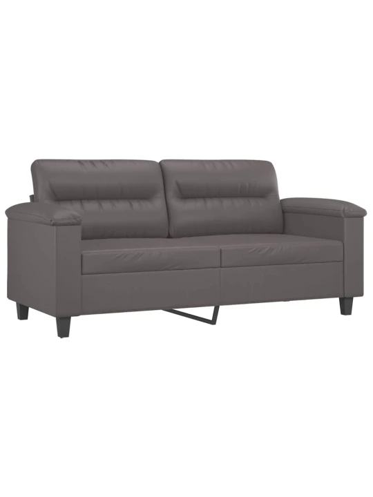 Dvivietė sofa su pagalvėlėmis, pilka, 140cm, dirbtinė oda