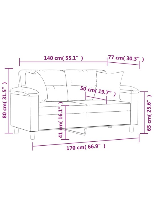 Dvivietė sofa su pagalvėlėmis, vyno, 140cm, dirbtinė oda