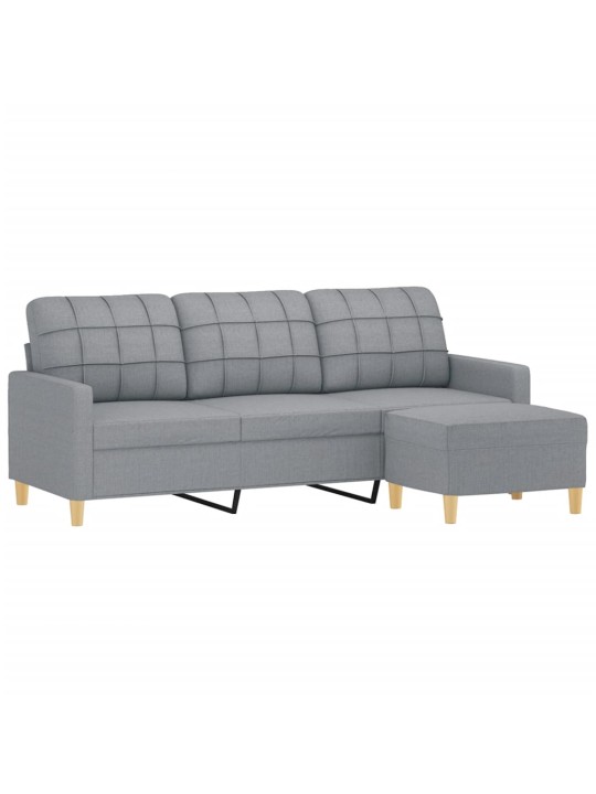 Trivietė sofa su pakoja, šviesiai pilka, 180cm, audinys