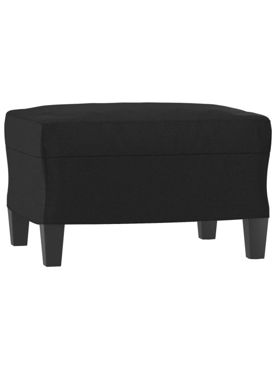 Trivietė sofa su pakoja, juodos spalvos, 180cm, dirbtinė oda