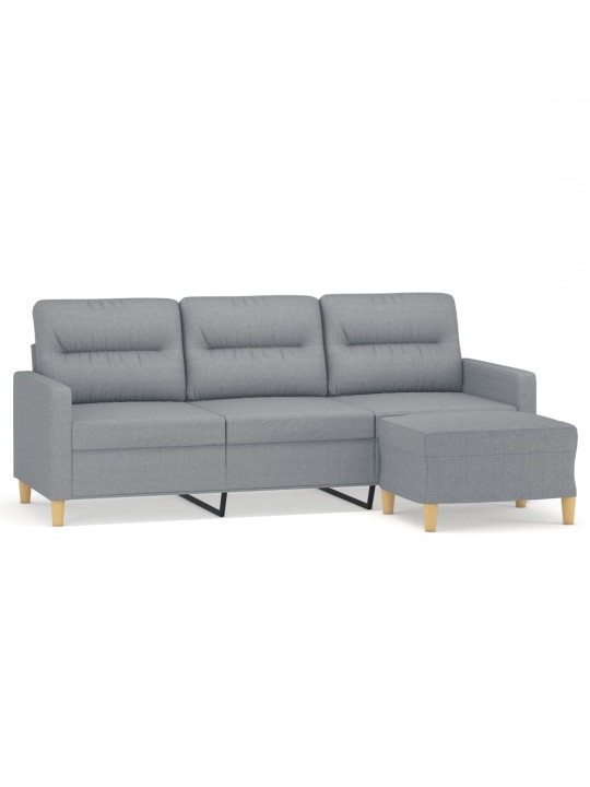 Trivietė sofa su pakoja, šviesiai pilka, 180cm, audinys