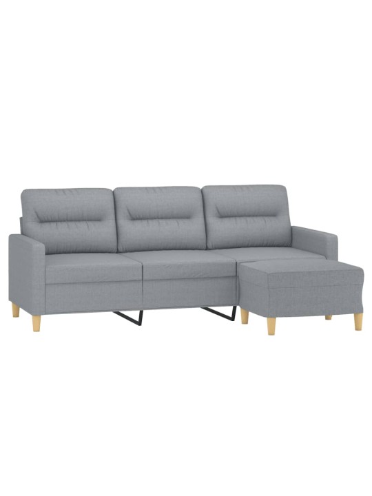 Trivietė sofa su pakoja, šviesiai pilka, 180cm, audinys