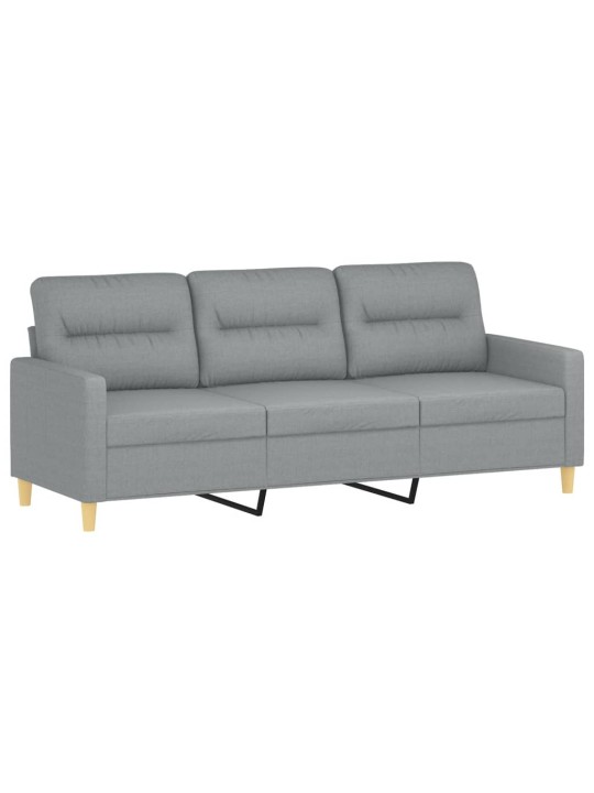 Trivietė sofa su pakoja, šviesiai pilka, 180cm, audinys