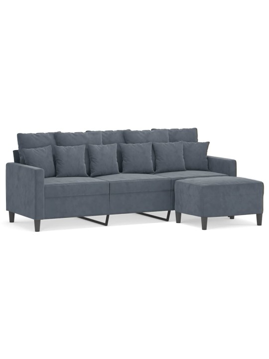 Trivietė sofa su pakoja, tamsiai pilkos spalvos, 180cm, aksomas