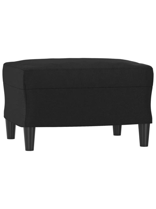 Trivietė sofa su pakoja, juodos spalvos, 180cm, dirbtinė oda