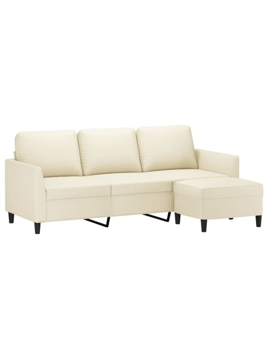 Trivietė sofa su pakoja, kreminės spalvos, 180cm, dirbtinė oda