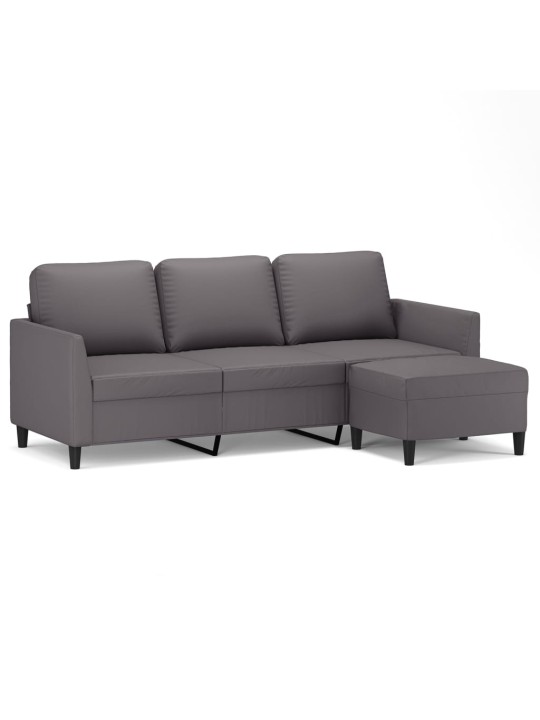 Trivietė sofa su pakoja, pilkos spalvos, 180cm, dirbtinė oda