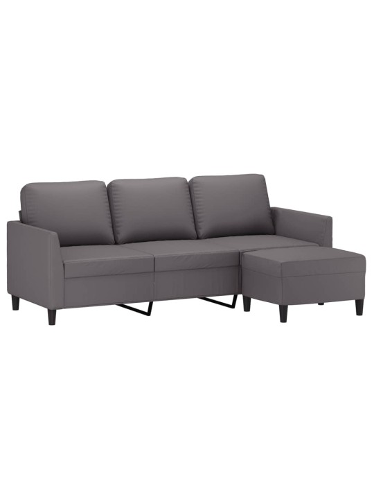 Trivietė sofa su pakoja, pilkos spalvos, 180cm, dirbtinė oda