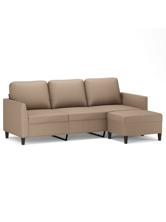 Trivietė sofa su pakoja, kapučino spalvos, 180cm, dirbtinė oda