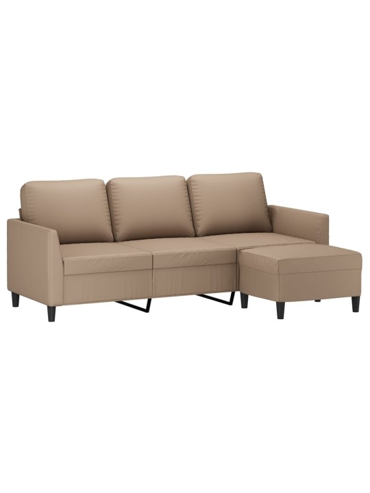 Trivietė sofa su pakoja, kapučino spalvos, 180cm, dirbtinė oda