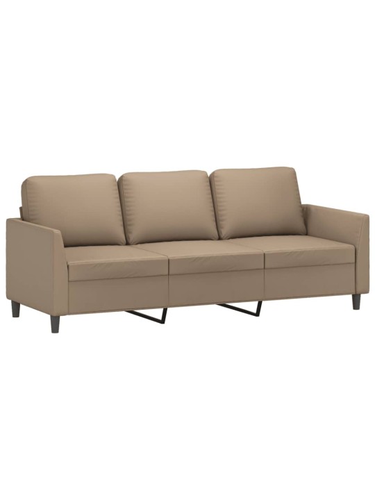 Trivietė sofa su pakoja, kapučino spalvos, 180cm, dirbtinė oda