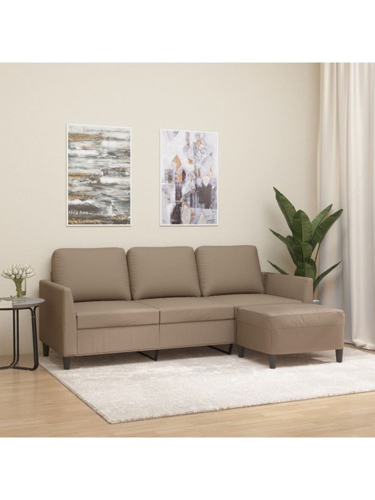 Trivietė sofa su pakoja, kapučino spalvos, 180cm, dirbtinė oda