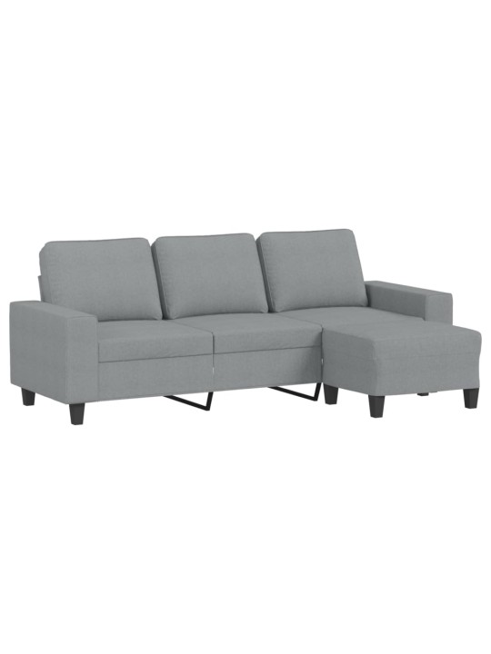 Trivietė sofa su pakoja, šviesiai pilka, 180cm, audinys