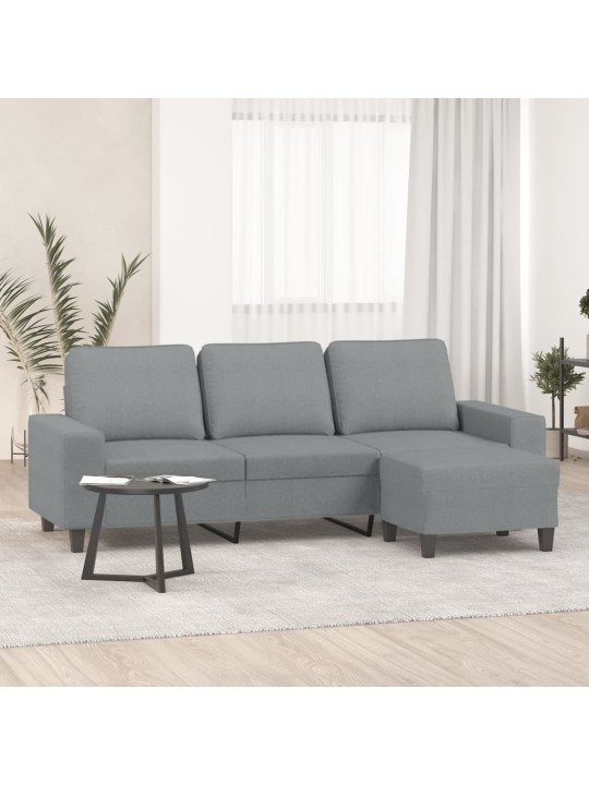 Trivietė sofa su pakoja, šviesiai pilka, 180cm, audinys