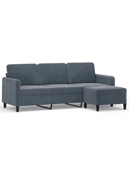 Trivietė sofa su pakoja, tamsiai pilkos spalvos, 180cm, aksomas