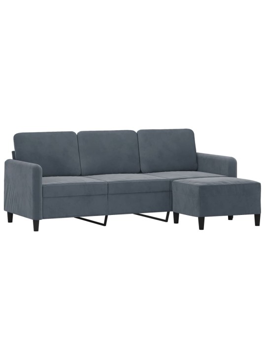 Trivietė sofa su pakoja, tamsiai pilkos spalvos, 180cm, aksomas