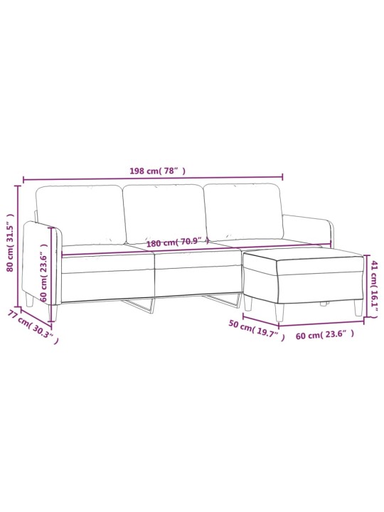 Trivietė sofa su pakoja, tamsiai pilkos spalvos, 180cm, aksomas