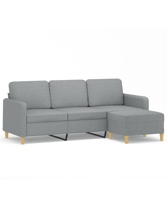 Trivietė sofa su pakoja, šviesiai pilka, 180cm, audinys