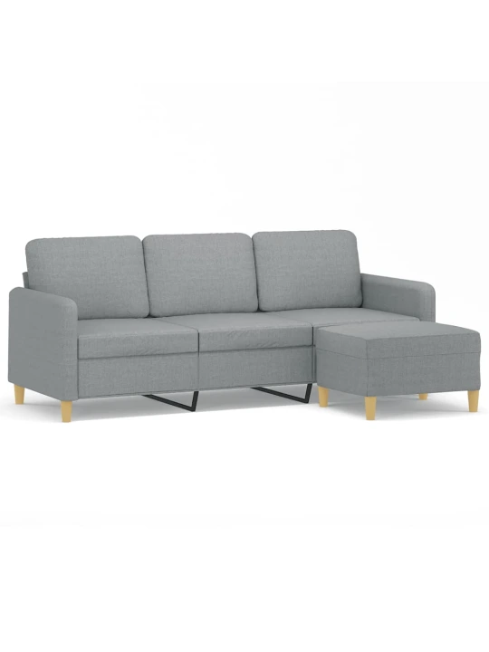Trivietė sofa su pakoja, šviesiai pilka, 180cm, audinys