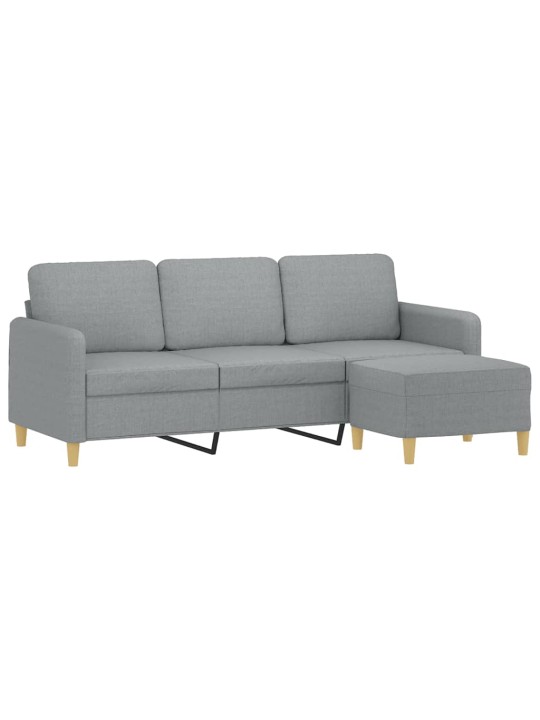 Trivietė sofa su pakoja, šviesiai pilka, 180cm, audinys