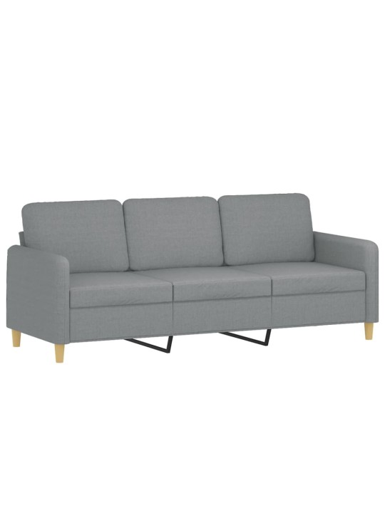 Trivietė sofa su pakoja, šviesiai pilka, 180cm, audinys