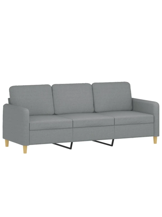 Trivietė sofa su pakoja, šviesiai pilka, 180cm, audinys