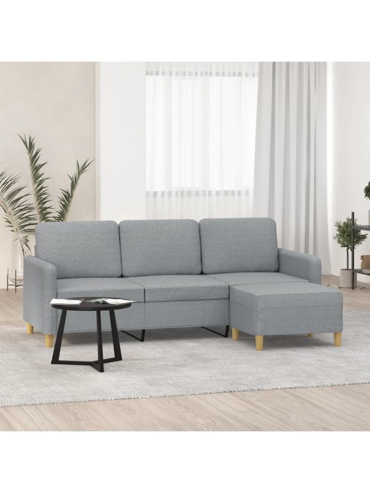 Trivietė sofa su pakoja, šviesiai pilka, 180cm, audinys