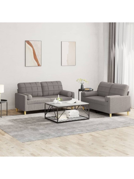 Sofos komplektas su pagalvėmis, 2 dalių, taupe, audinys