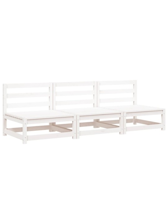 Sodo sofos dalys, 3vnt., baltos, 70x70x67cm, pušis, be porankių