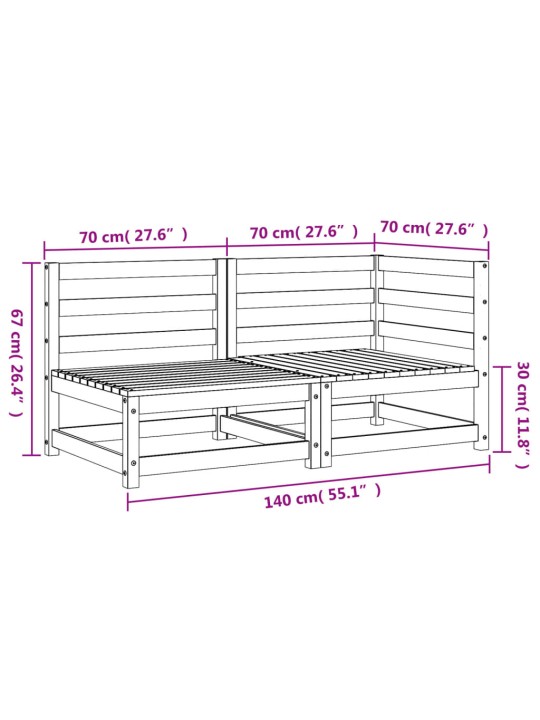 Dvivietė sodo sofa, vaško ruda, pušies masyvas