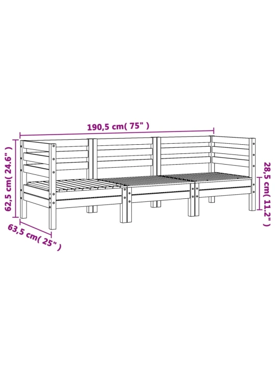 Trivietė sodo sofa, douglas eglės medienos masyvas