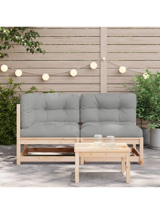 Dvivietė sodo sofa su pagalvėlėmis, pušies medienos masyvas