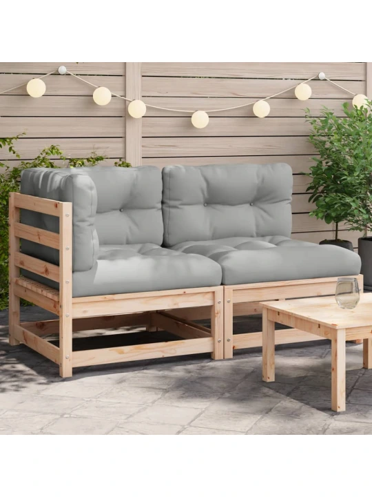 Dvivietė sodo sofa su pagalvėlėmis, pušies medienos masyvas