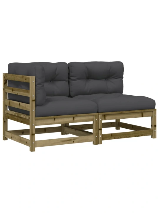 Dvivietė sodo sofa su pagalvėlėmis, impregnuota pušies mediena