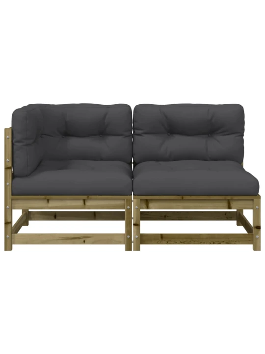 Dvivietė sodo sofa su pagalvėlėmis, impregnuota pušies mediena