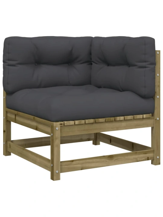 Dvivietė sodo sofa su pagalvėlėmis, impregnuota pušies mediena