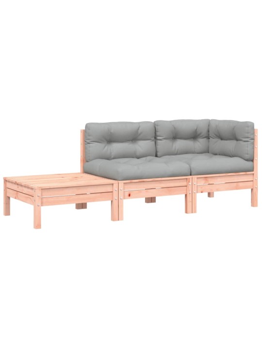 Sodo sofa su pagalvėlėmis ir pakoja, douglas eglės masyvas